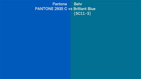 Pantone 2935 C Vs Behr Brilliant Blue 5C11 3 Side By Side Comparison