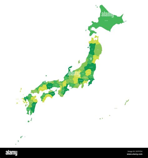 Green Political Map Of Japan Administrative Divisions Prefectures