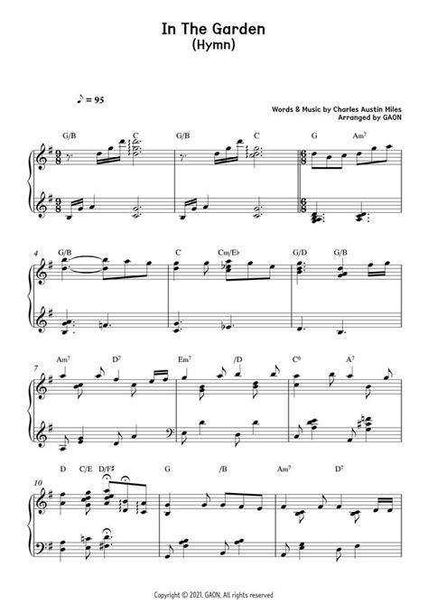 Charles Austin Miles In The Garden Hymn By Gaon Sheet Music