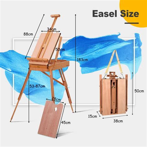 Tripod Folding French Wooden Easel With Sketch Box Costway