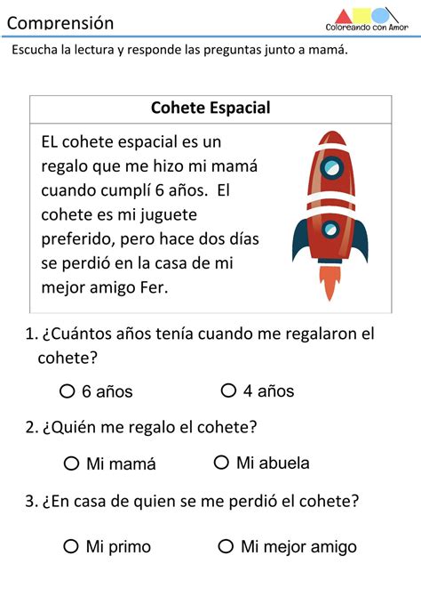 Cuadernillo de Comprensión Lectora 5 años Material Educativo