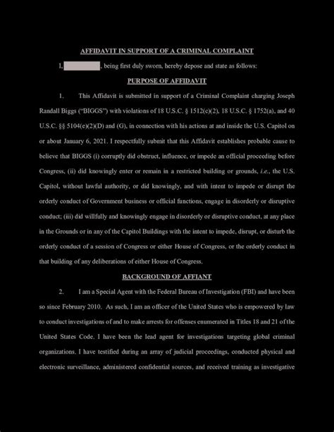 Pdf Affidavit In Support Of A Criminal Complaint Purpose Of