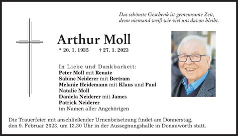 Traueranzeigen Von Arthur Moll Allg Uer Zeitung