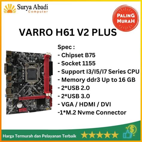 MOTHERBOARD GAMING H61 VP2 PLUS VARRO SUPPORT NVME MOTHERBOARD H61