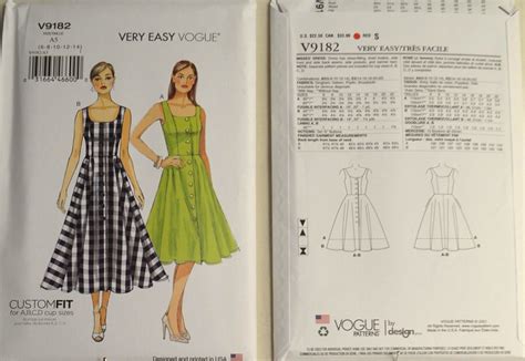 Vogue Pattern V9182 Misses Dress Lined Bodice W Scoop Neck And