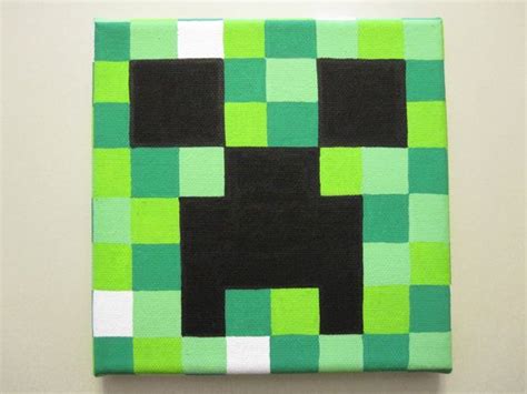 Minecraft Creeper Painting On Canvas By Nestalgicbits On Etsy