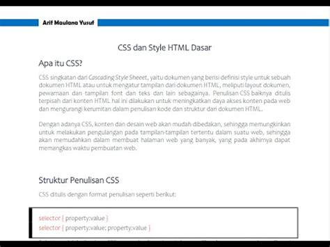 Teknik Dasar Penulisan Css Youtube