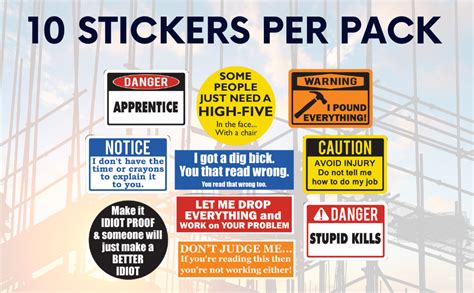 10 Pack Of Funny Hard Hat Stickers These Vinyl Decals Are