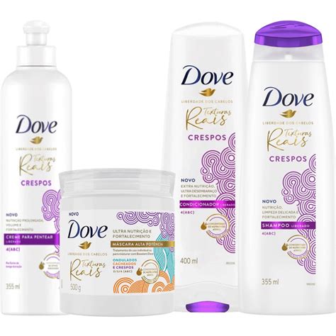 Kit Dove Texturas Reais Cabelo Crespos Óleo Jojoba Completo Submarino