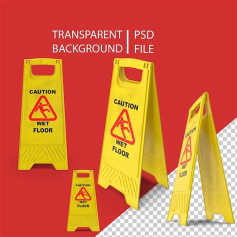 Premium Psd Caution Wet Floor Sign Png