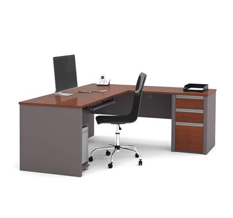 The Office Leader Contemporary L Shaped Workstation With Pedestal And