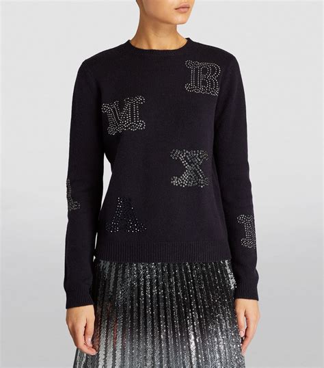 Max Mara Crystal Embellished Monogram Sweater Harrods It