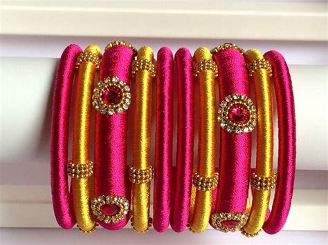 Silk Thread Bangles Indian Bangles For Traditional Wear Etsy