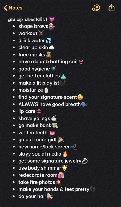 Glo Up Checklist 💕📌