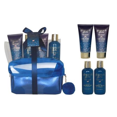 Coffret de bain au parfum délicat vanille tilleul 4pcs Bleu