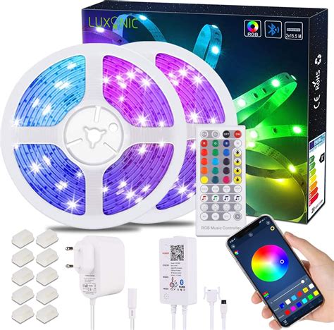 LUXONIC Kit De Ruban LED RGB 30M Bande Lumineuse LED Bluetooth Avec