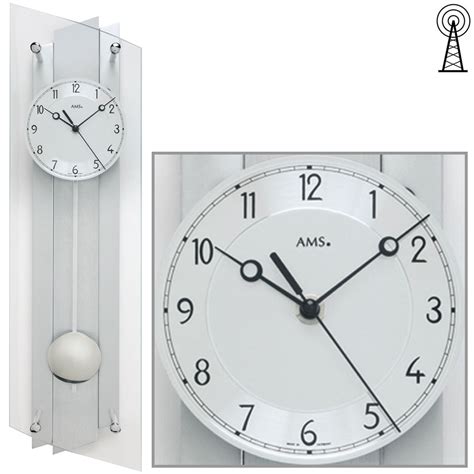 Ams Funk Pendel Uhr X Cm Aluminium Geschwungenes Glas