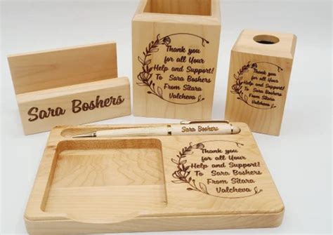 Personalized Desk Organizer Set Piece Set Engrave Personalize