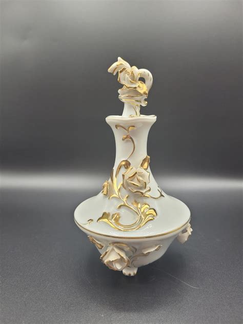 Vintage Lefton Perfume Bottle Dresser Vanity Gold Acc Gem