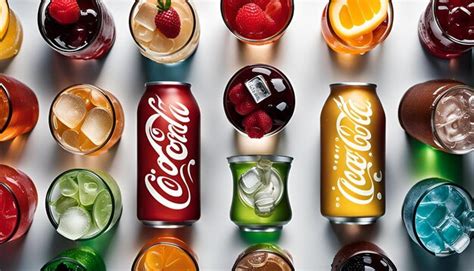 overhead shot   soda fountain machine   variety  soda flavors