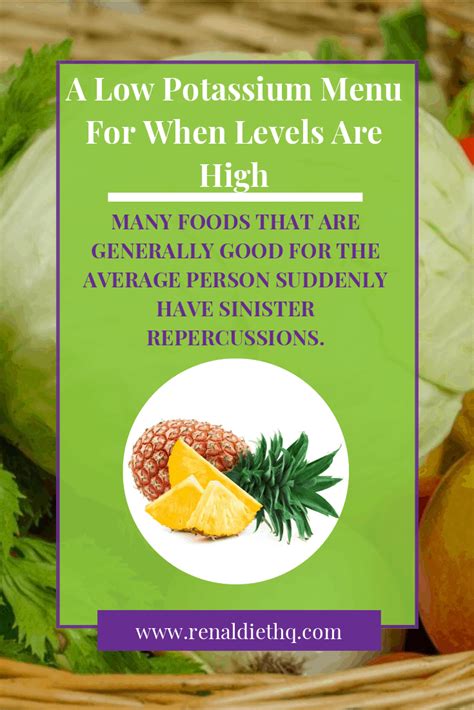 A Low Potassium Menu For When Levels Are High Renal Diet Hq