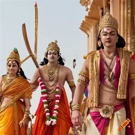 Grand Procession Of Lord Ram Sita And Lakshman Returning To Ayodhya