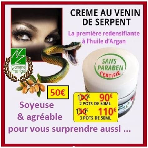 Cr Me Au Venin De Serpent Gamme Prestige Sans Paraben Nature Et