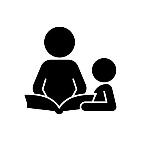 Reading Book With Child Black Glyph Icon Spending Time Together