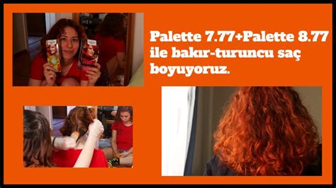 Palette 7.77 ve Palette 8.77 ile turuncu-bakır saç boyuyoruz. - YouTube