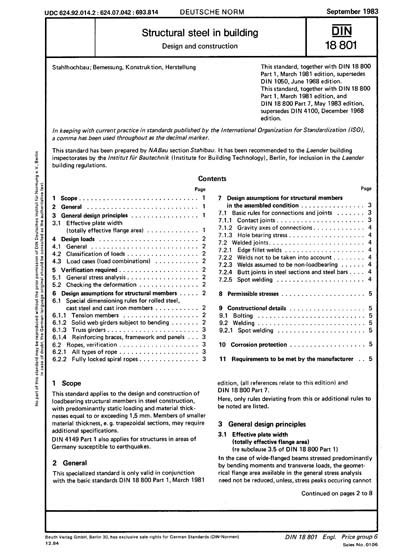 DIN 18801:1983 - Structural steel in building; design and construction ...