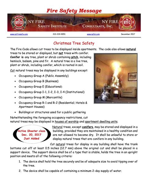 Fire Safety Message December 2017 Ny Fire Consultants Inc