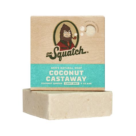 Dr Squatch Coconut Castaway Natural Bar Soap For Men Light Grit Body