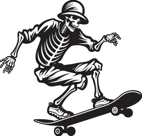 Premium Vector A Skeleton Skateboarding With A Cartoon Character On It