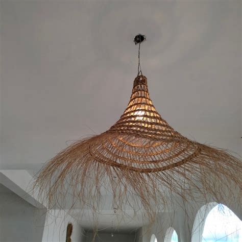 Rattan Lampshade Natural Chandelier Moroccan Handmade Rattan Etsy