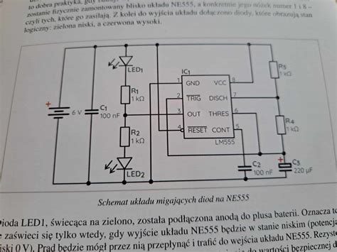 NE555 Schemat układu migających diod kurs podstaw elektroniki poziom 2