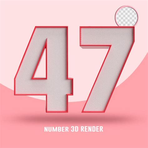 Premium PSD | 3d render number 47 red line and texture