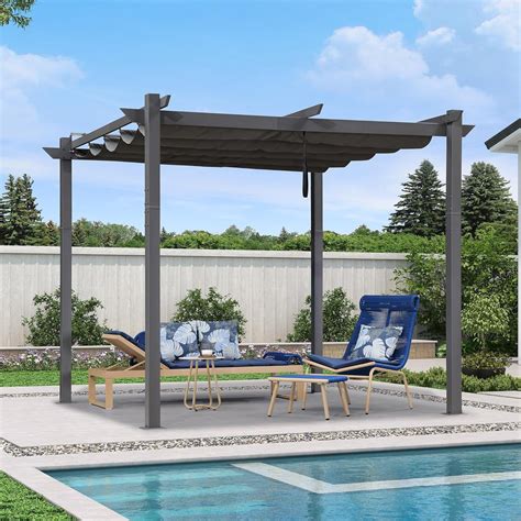 Purple Leaf Outdoor Retractable Pergola With Sun Shade Canopy India