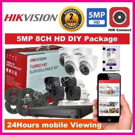 COD Hikvision 8CH 5MP HD CCTV Package DIY Kit 1944P With Mobile Viewing