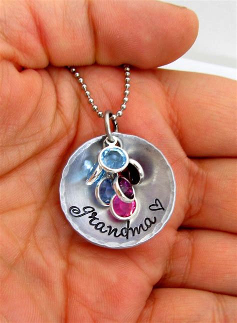 Personalized Grandma Necklace Hand Stamped Necklace Etsy