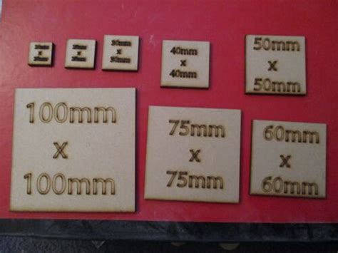 2mm Thick 20mm 25mm 50mm 40mm 75mm 60mm 100m Square Mdf 2mm Wargame