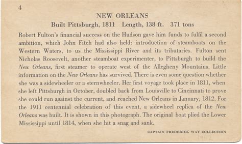 1811 Steamer New Orleans Centennial Lee Line Steamers Riverboat History