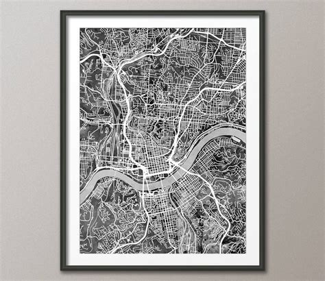 Cincinnati Map, Cincinnati Ohio City Map, Art Print 3027 - Etsy