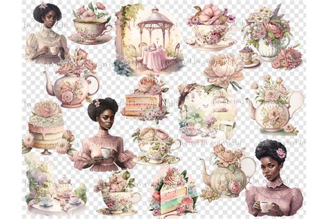 Tea Party Clipart | Black Girl Planner Graphics By GlamArtZhanna ...