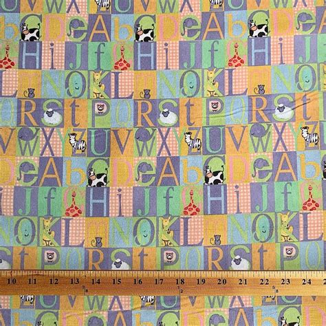 Ae Nathan Comfy Flannel Alphabet Animals 100 Cotton Flannel Bty Etsy