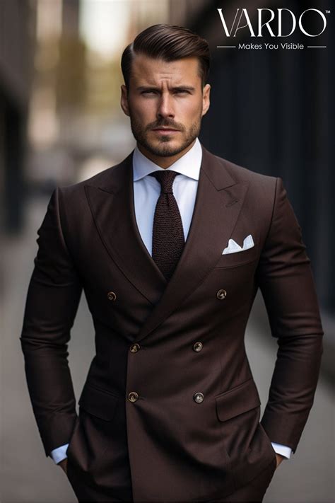 Dark Brown Double Breasted Suit For Men Premium Mens Wedding Suit Tailored Fit The Rising Sun