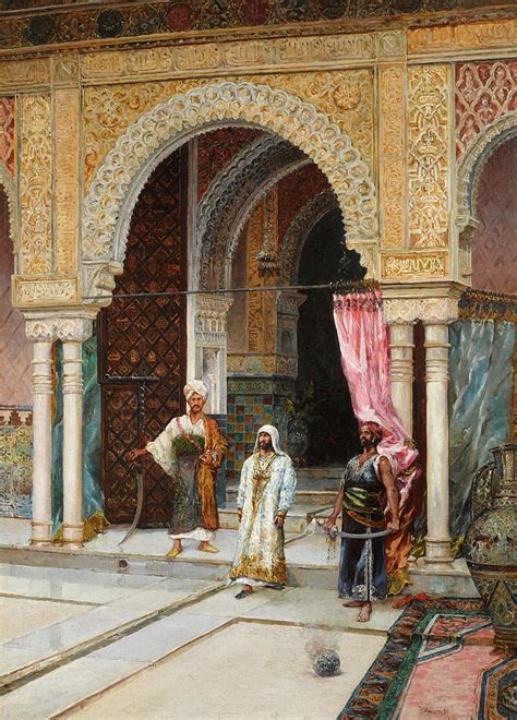 Moors In A Courtyard Painting By Rafael Blanco Merino Pixels