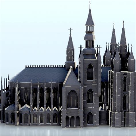 3d Printable Gothic Church With Bell Tower 15 Middle Age Saga