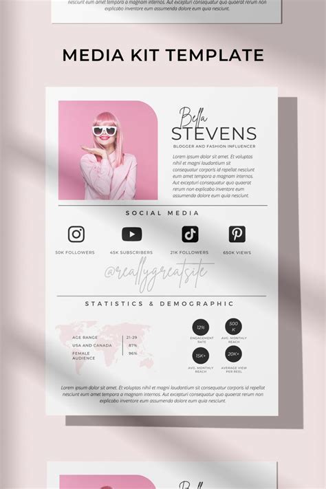 2 Page Media Kit Template Blogger Media Kit Social Media Kit Influencer