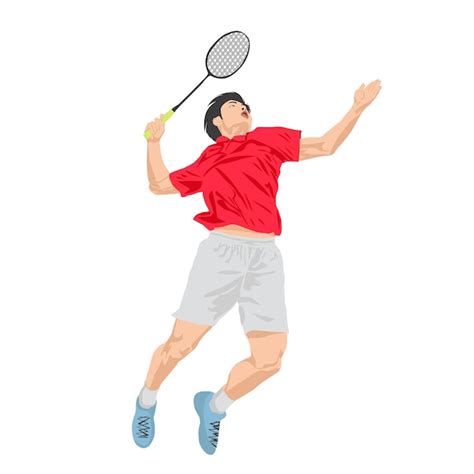 Premium Vector Vector A Man Wearing A Red Shirt And White Shorts Is