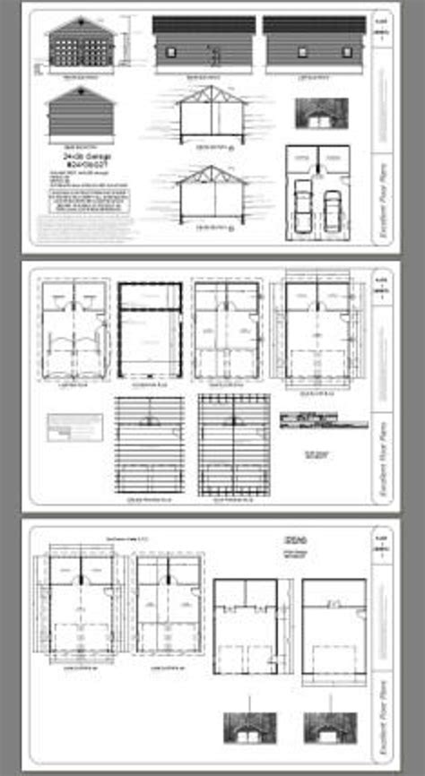 24x36 2 Car Garage 864 Sq Ft Pdf Floor Plan Instant Download Model 27 Etsy